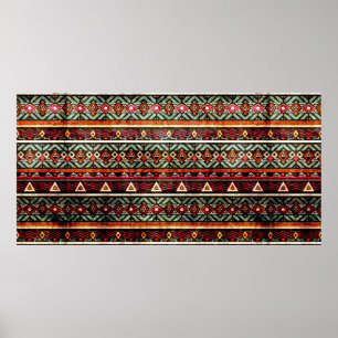 Poster Padrão foliar tribal grunge ethno estilo retro