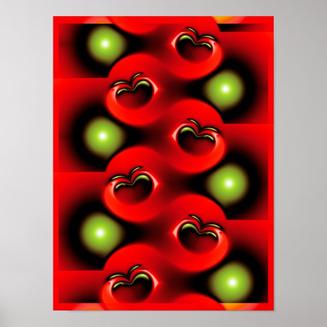 Poster Padrão Fractal da Onda da Maçã Proibida (Frente)