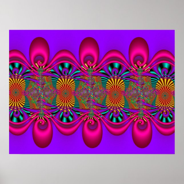 Poster Padrão Fractal Psicodélico (Frente)