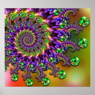 Poster Padrão Fratural de Bokeh Roxo e Verde