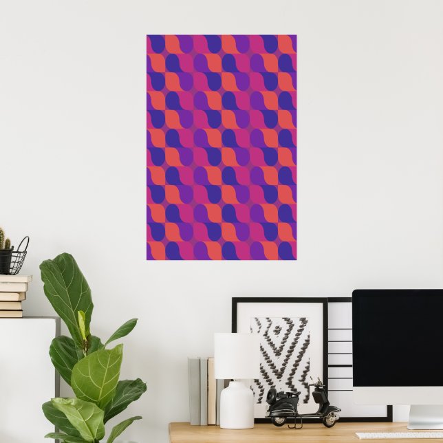 Poster Padrão Geométrico Abstrato de Metaballs Retrô (Escritório em casa)