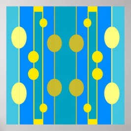Poster Padrão geométrico azul e amarelo