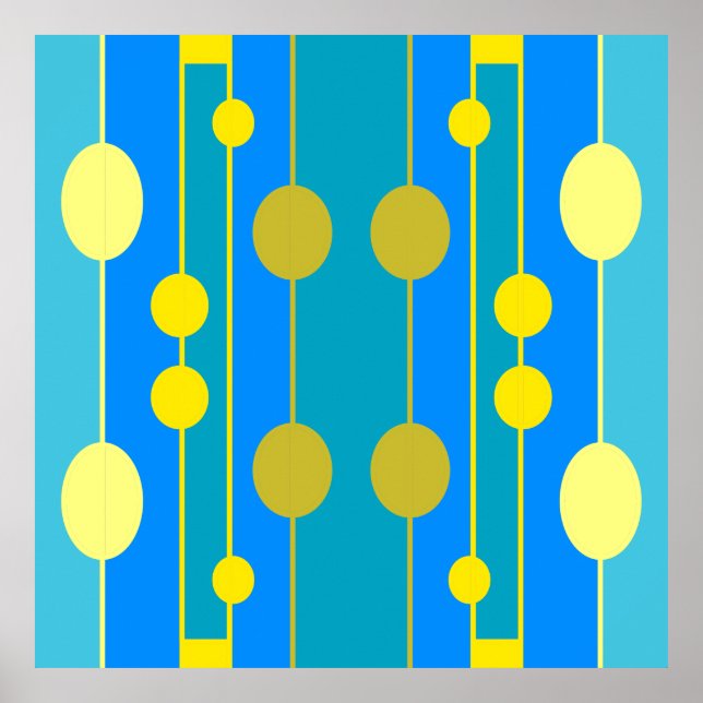 Poster Padrão geométrico azul e amarelo (Frente)