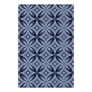 Pôster Padrão Geométrico Azul Estilo Retro