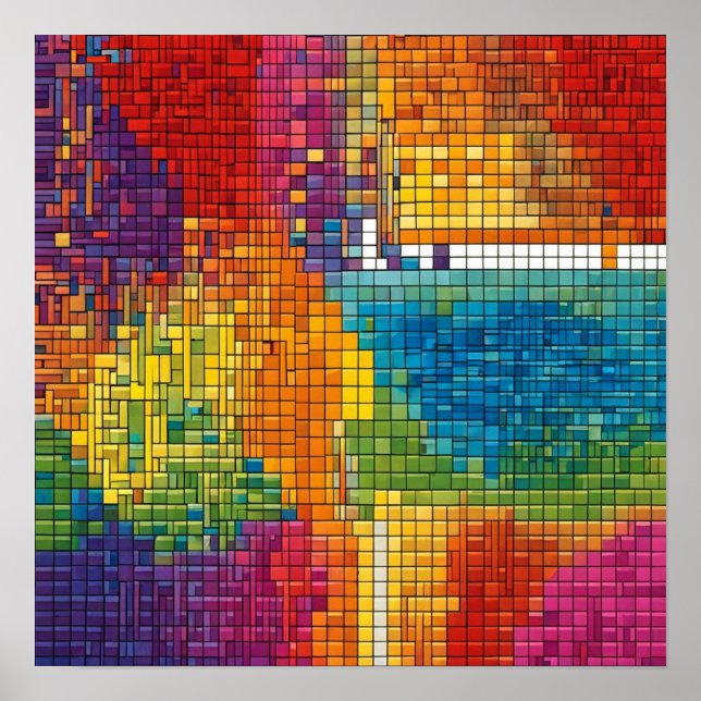 Poster Padrão geométrico colorido de triângulos (Frente)