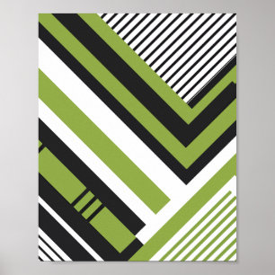 Poster Padrão geométrico com faixas verdes e pretas