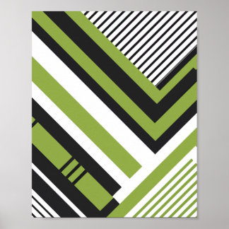 Poster Padrão geométrico com faixas verdes e pretas