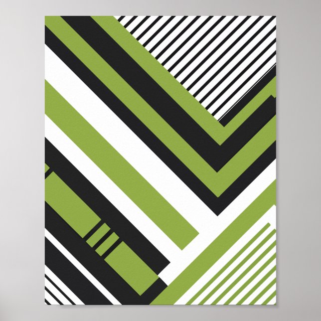 Poster Padrão geométrico com faixas verdes e pretas (Frente)