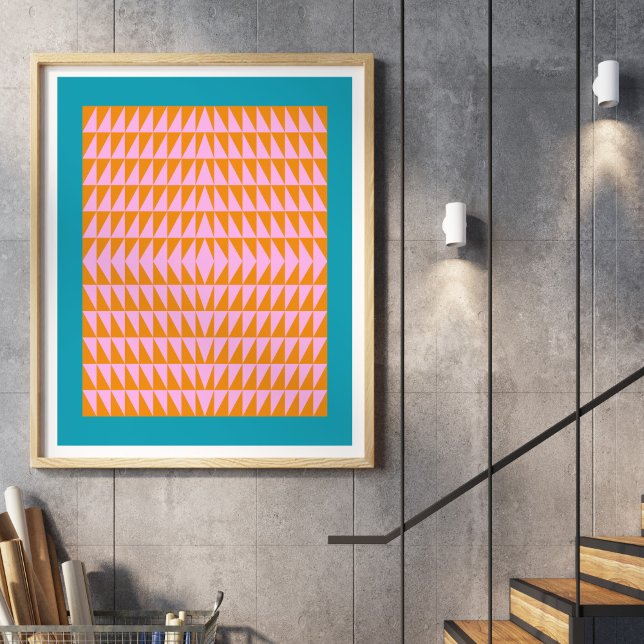 Poster Padrão Geométrico Cute Forma Turquesa Laranja Cor- (Criador carregado)