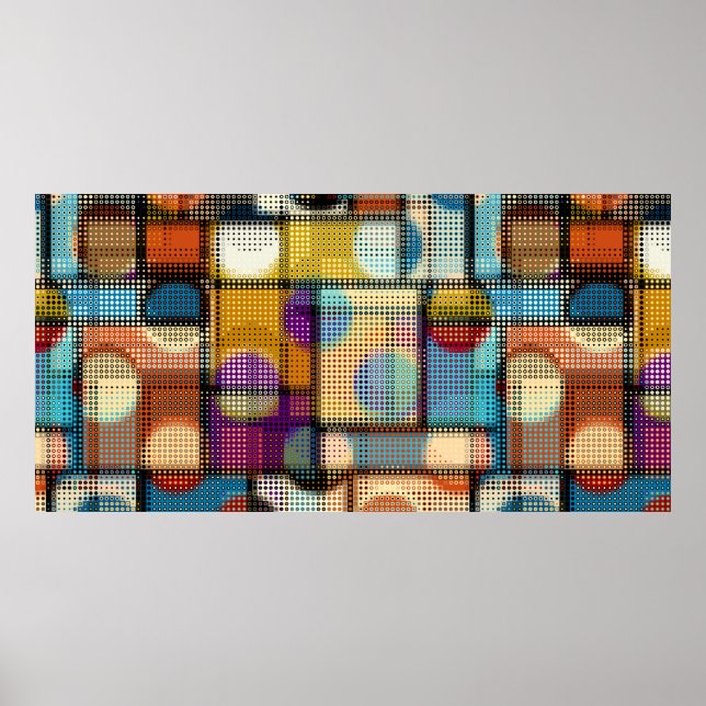 Poster Padrão geométrico de abstrato em artes de pixel co (Frente)