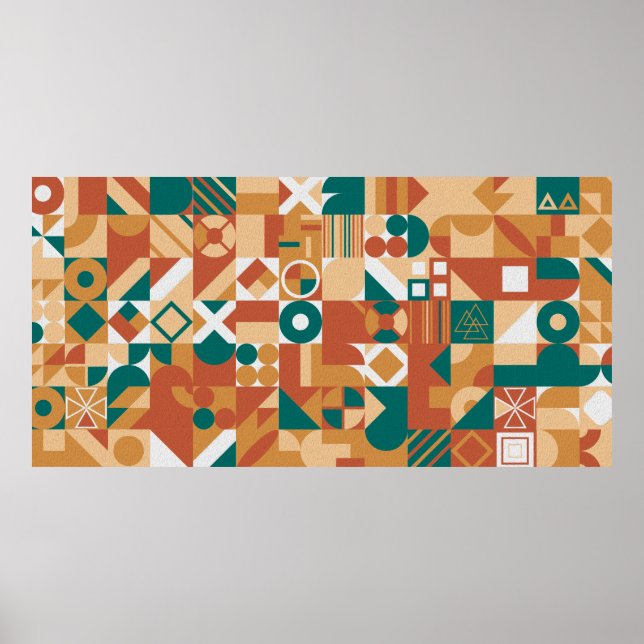 Poster padrão geométrico de abstrato. Números multicolore (Frente)