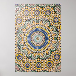 Poster Padrão geométrico de azulejos, Marrocos