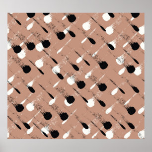 Poster Padrão Geométrico de Stripes Marrom Sem Costura
