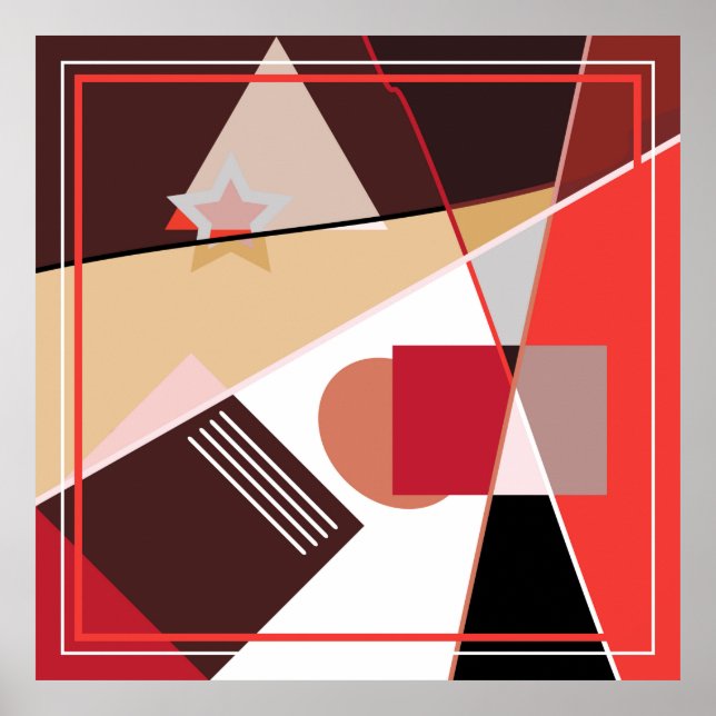 Poster padrão geométrico do abstrato, do xadrez do cachec (Frente)