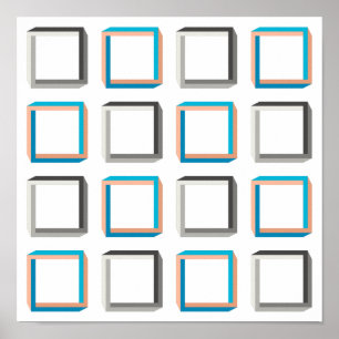 Poster Padrão geométrico elegante dos quadrados imposs