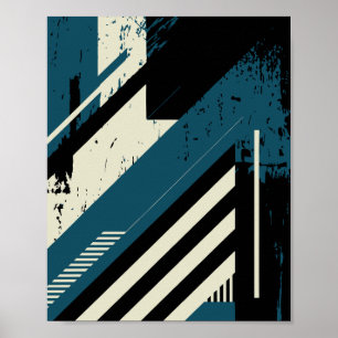 Poster Padrão Geométrico Industrial com Textura Grunge