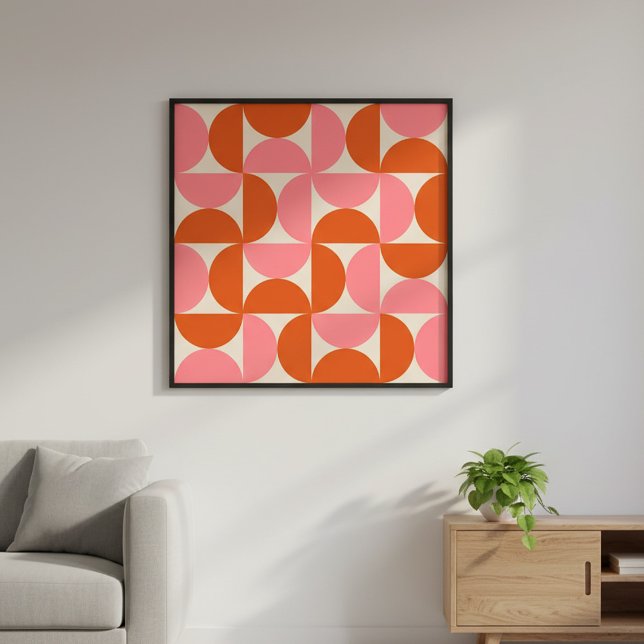 Poster padrão geométrico moderno de meados do século rosa (Criador carregado)