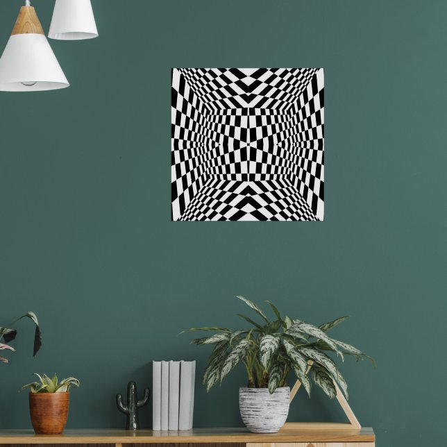 Poster Padrão Geométrico Preto e Branco (Sala de Estar 1)