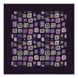 Pôster Padrão Geométrico Retro Roxo