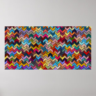 Poster Padrão geométrico sem costura bordado. Denominação