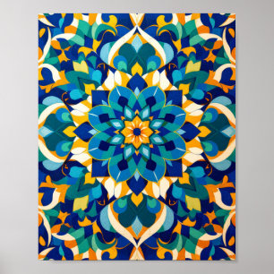 Poster Padrão Geométrico Tradicional de Azulejo Marroquin
