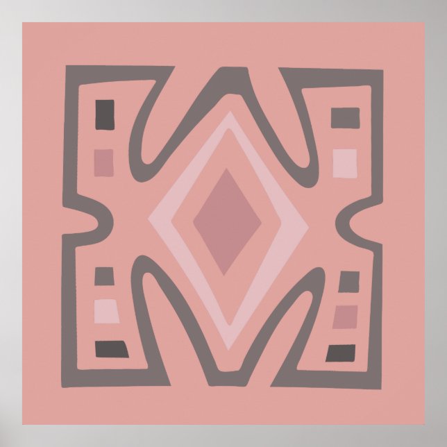 Poster Padrão geométrico tribal abstrato africano (Frente)