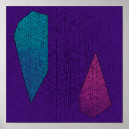 Poster Padrão Geométrico Verde-azulado e Magenta Sem Cost