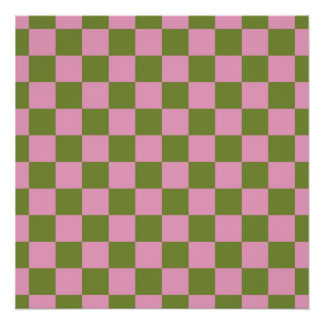 Pôster Padrão Gingham Verdejado Rosa