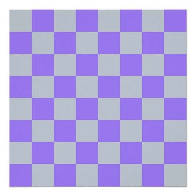 Pôster Padrão Gingham Verificado Roxo (Frente)