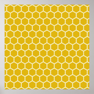 Poster Padrão Hexagonal do Colmeia Amarelo