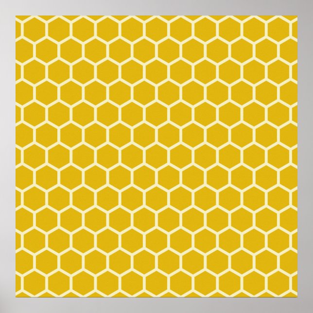 Poster Padrão Hexagonal do Colmeia Amarelo (Frente)