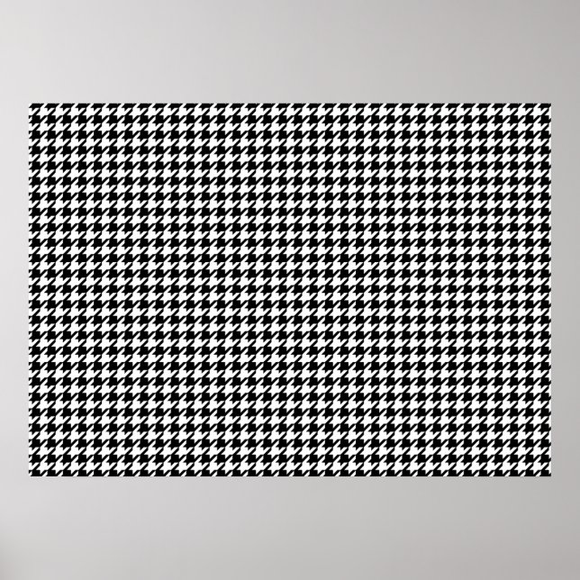 Pôster Padrão houndstooth - Preto e branco (Frente)