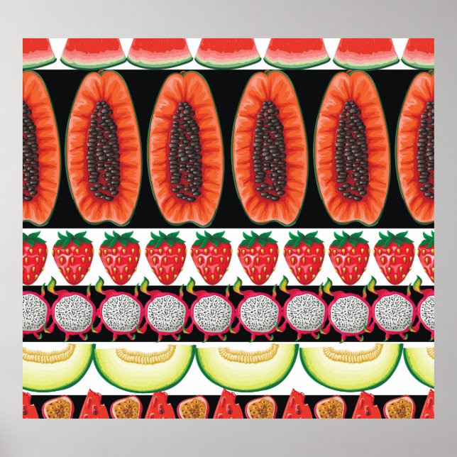 Poster Padrão Ininterrupto de Tendência do Fruta Exótico (Frente)