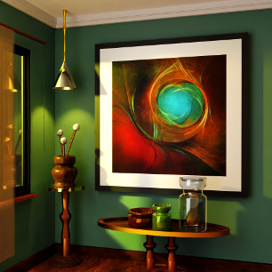 Poster Padrão Legal de Abstrato de Arte Fina Azul Moderna