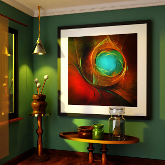 Poster Padrão Legal de Abstrato de Arte Fina Azul Moderna