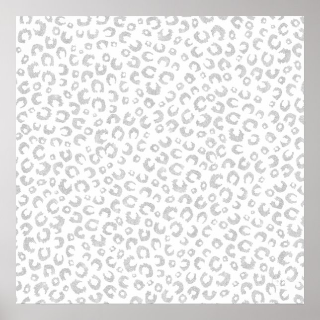 Poster Padrão-Leopardo Elegante Silver Glitter (Frente)