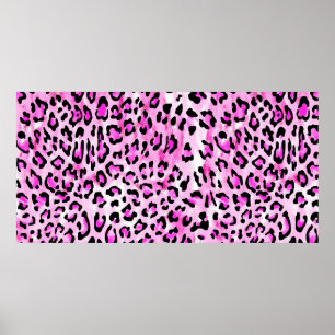 Poster padrão leopardo sem costura cor rosa do desenhar 