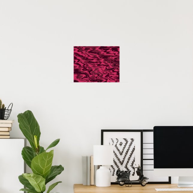 Poster Padrão Líquido Ondulado Rosa Escuro (Escritório em casa)