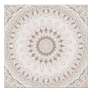Pôster Padrão Mandala Bege e Creme