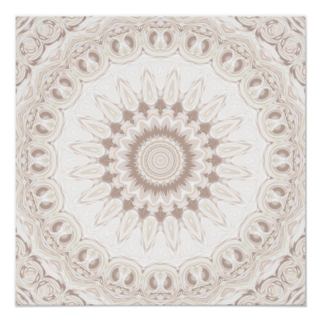 Pôster Padrão Mandala Bege e Creme (Frente)