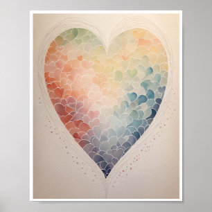 Poster Padrão minimalista de corações interconectados Pos