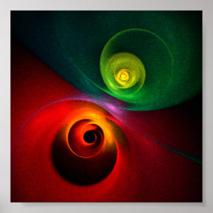 Poster Padrão Moderno de Abstrato de Arte Yin Yang Verde 