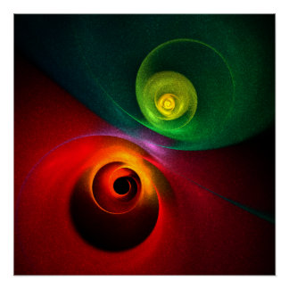 Pôster Padrão Moderno de Abstrato de Arte Yin Yang Verde