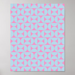 Poster Padrão Moderno De meio século Rosa E Azul