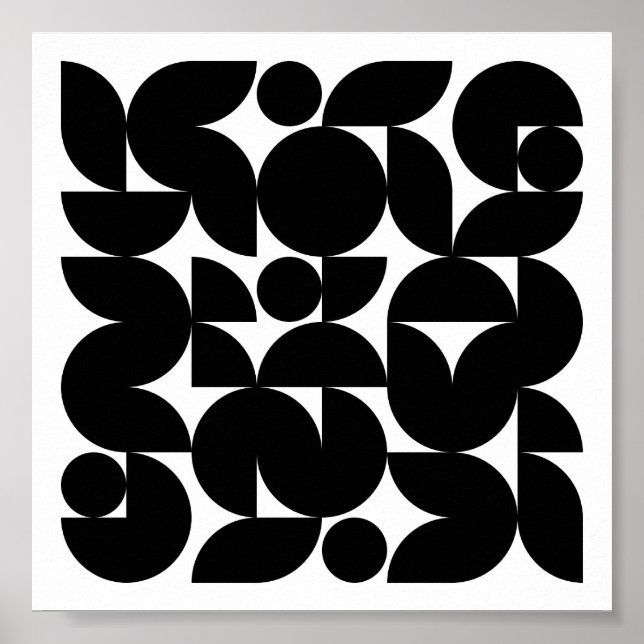 Poster Padrão moderno de minimalismo preto e branco (Frente)