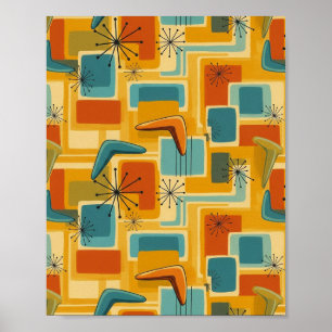 Poster Padrão moderno do século médio - Arte de Muro Retr