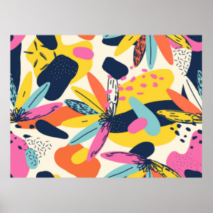 Poster Padrão moderno exótico de plantas da selva ilustra