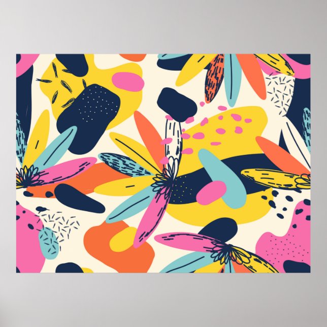 Poster Padrão moderno exótico de plantas da selva ilustra (Frente)