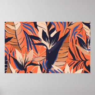 Poster Padrão moderno exótico de plantas da selva ilustra