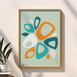 Poster Padrão Na moda Aqua Teal Orange Abstrato Moderno